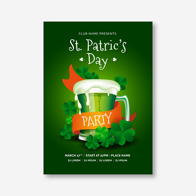 St. Patrics day poster design beer beer cup design green green design poster realistic design realistic style st. patrics day