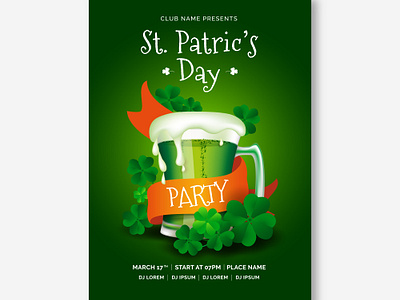 St. Patrics day poster design beer beer cup design green green design poster realistic design realistic style st. patrics day