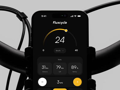 Fluxcycle - E-bike Smart app app app design bicycle clean design digital e bike ebike electric electric bike ev maps mobile mobile app smart app ui vehicle