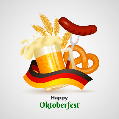 Oktoberfest illustration with realistic style design german flag graphic design illustration oktoberfest oktoberfest illustration realistic style sausage vector