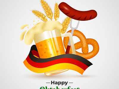 Oktoberfest illustration with realistic style design german flag graphic design illustration oktoberfest oktoberfest illustration realistic style sausage vector