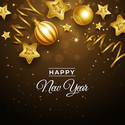 Happy New year illustration with golden style chistmas elements design gold gold elements happy new year illustration illustrator new year vector