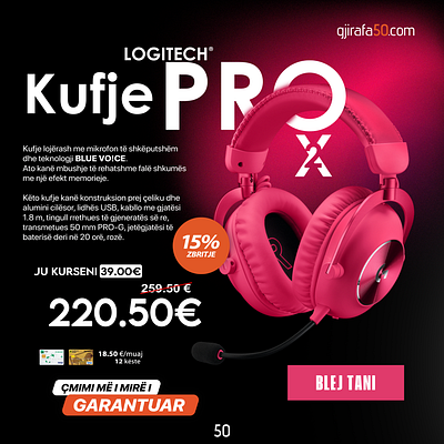 gjirafa50 Kufje PRO X 2 (NOT OFFICIAL DESIGN) ertikrasniqi gjirafa50 graphic design instagram kosovo logitech mediapost tech