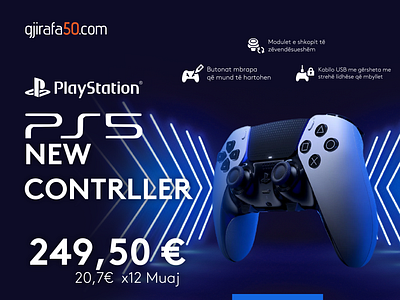 gjirafa50 Ps5 Controller Design (NOT OFFICIAL DESIGN) controller design ertikrasniqi gjirafa50 graphic design illustration instagram kosovo mediapost playstation ps5