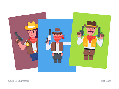 Animated Cowboy Characters after effects animated gif animation boy cactus cartoon characterdesign cowboy cowboy character dessert flat guns icons illustrator people rodeo vector wanted western wild west