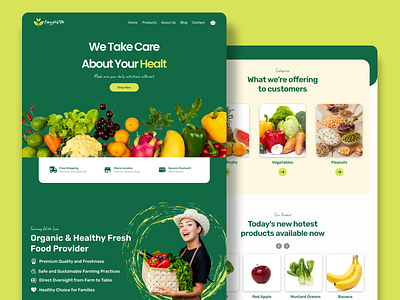 FreshVita - Fruits and Vegetables Store Landing Page app branding design graphic design logo typography ui uiux ux website website design