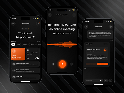 Arraxistant - Virtual Assistant App ai assistant ai interaction animation app design artificial intelligence assistant design figma interaction interactive mobile mobile app mobile app u personal assistant reminder scheduling ui ui interaction virtual assistant voice ui