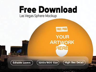 Las Vegas Sphere Mockup (FREE DOWNLOAD) ertikrasniqi graphic design high resulution kosovo lasvegas mockup photomanipulation photoshop sphere trending