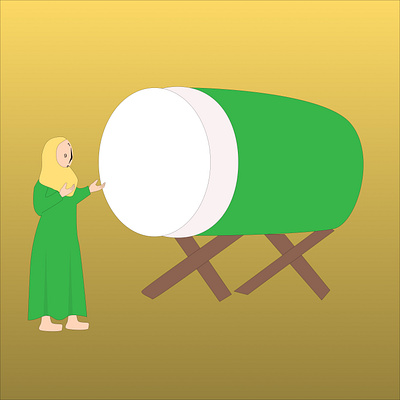 Ramadan woman beat the drum during takbiran 3d animation branding festival graphic design logo motion graphics