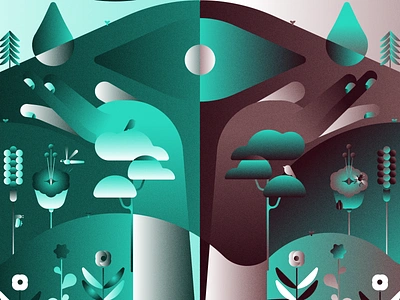 Forest Illustration detailed forest geometric gradients graphic design illustration