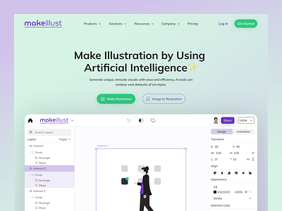 makeillust.ai Landing page ai illustration landing page landing page ui modern ui saas trendy design ui ui design ui template