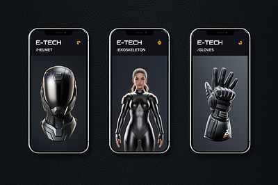 E-TECH 3d 3d character 3drender character clothing costume design fashion fashiondesign graphic design illustration mobile mobiledesign photo render tech ui ux