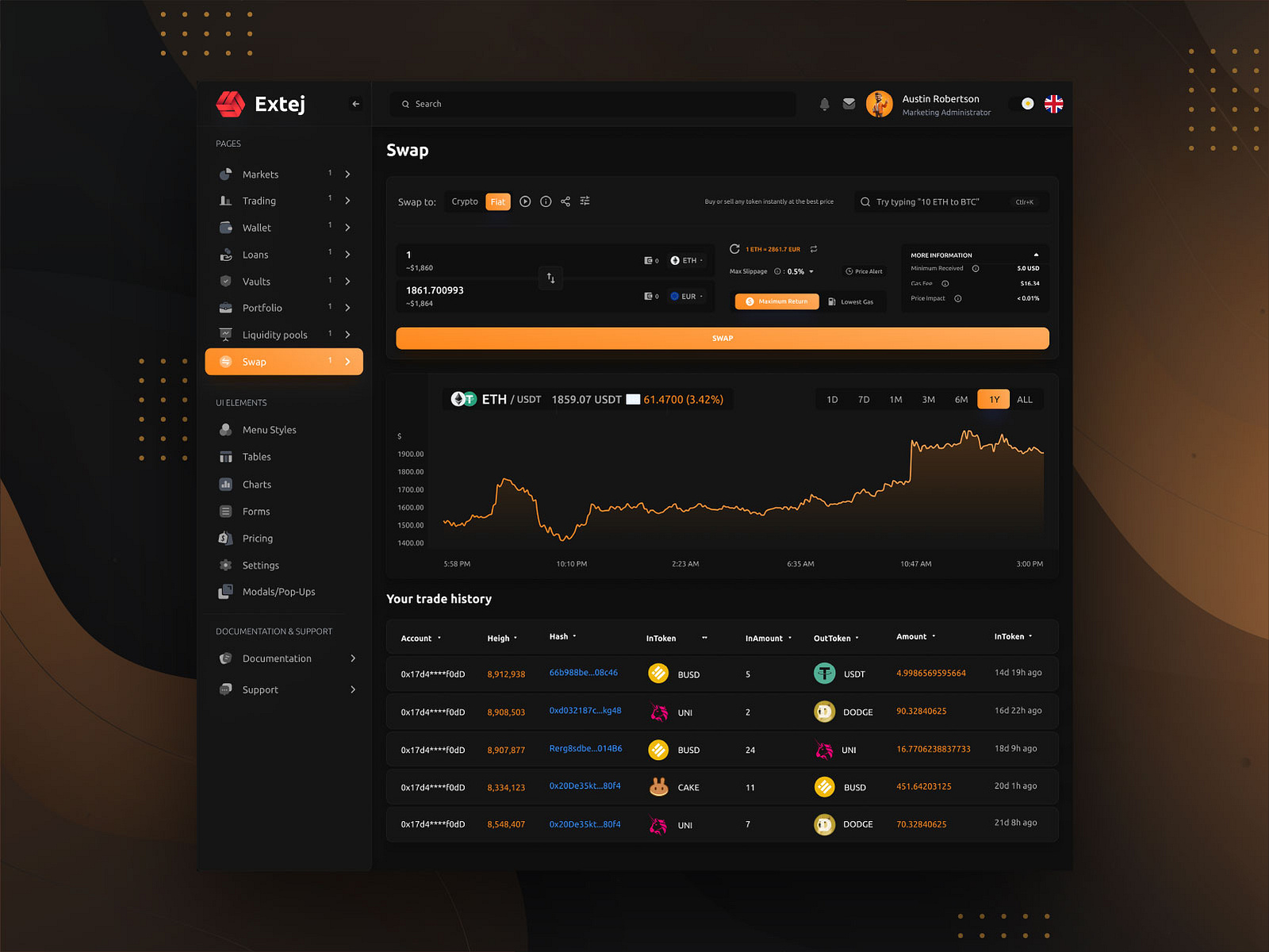 Crypto Dashboard Design for Swap Page by Extej UI UX Design Agency on  Dribbble