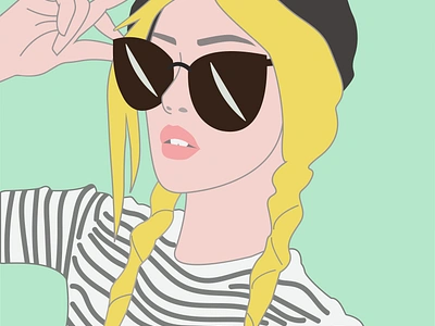 Girl with sunglasses blonde hand illustration lips sunglasses vector woman