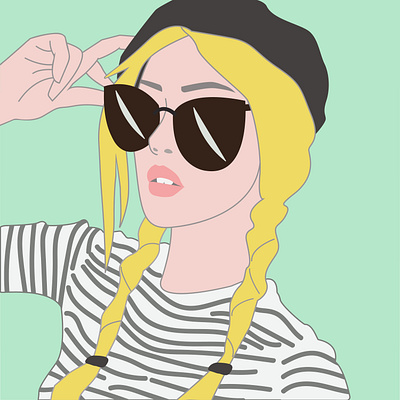 Girl with sunglasses blonde hand illustration lips sunglasses vector woman