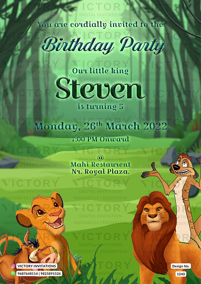 Birthday Party Invitation card in jungle design 1240 birthday graphic design illustration invitation photoshop