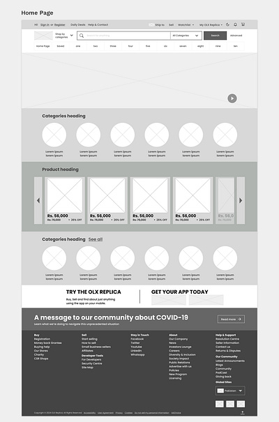 Mid-Fidelity Wireframes - Website design adobe xd design e commerce site design figma mid fidelity product design ui design user interface design ux design website design website wireframes wireframes