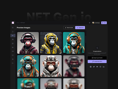 Nftgen.io dashboard UI interface dashboard dashboard design design agency inspiration nft nft dashboard nft generator ui uiux web layout