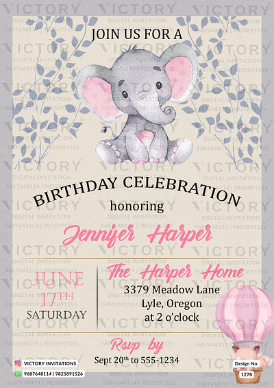 Birthday Party Invitation card in cartoon design 1278 birthday graphic design illustration invitation photoshop