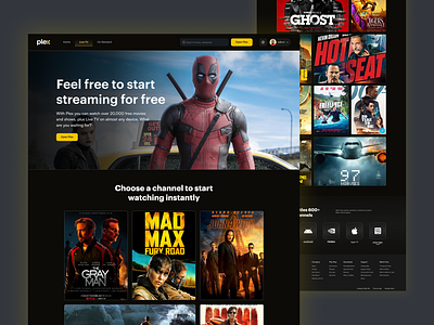 Streaming landing page cinema entertainment home page landing page live streaming minimal movie movie streaming music podcast streaming streaming platform tv channel ui ux video streaming webdesign website