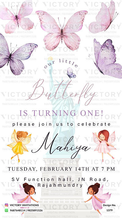 Birthday Party Invitation card in fairy theme 1379 birthday graphic design illustration invitation photoshop