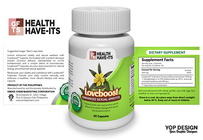 Loveboost Supplement Label Design adobeillustrator adobephotoshop branding dietarysupplement graphicdesign labeldesign mockup productpackaging