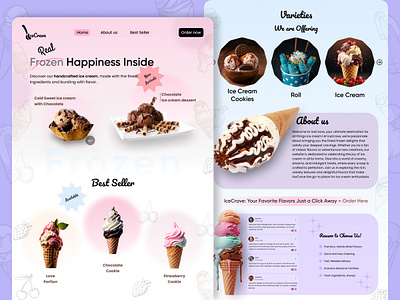 Ice Crave Landing Page UI Design app design figma figma design ui ux website design