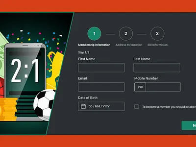Sports & Casino Website Registration From casino design registration form sports ui ux website