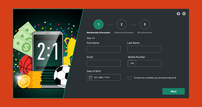 Sports & Casino Website Registration From casino design registration form sports ui ux website