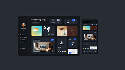 Smart Home Dashboard anuja designs figma design mobile interface mobileapp smart home devices smart home interface ui uiux