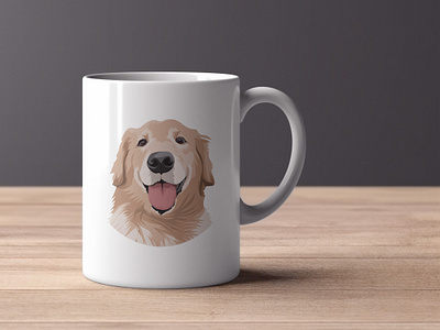 What a warm atmosphere dog golden retriever illustration mug vector