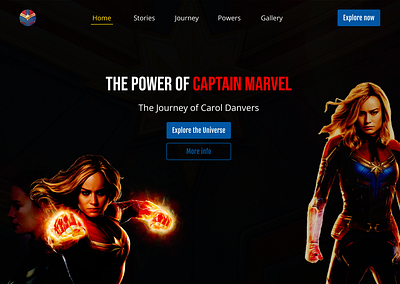 Captain Marvel landing page design captain marvel comic design effect figma fire front page landing page marvel new trending ui