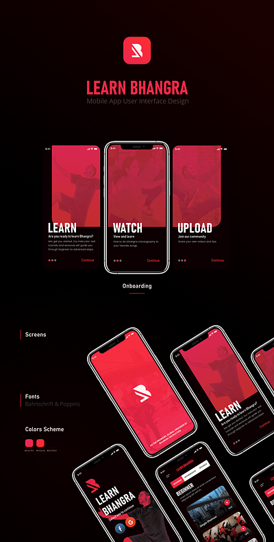 Bhangra App Design | UI/UX Concept bhangra app casestudy dance learning app mobile app ui ux modren design ui ux design