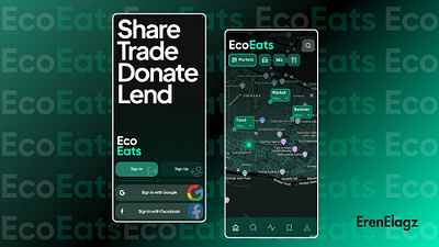 EcoEats | Food Sharing Donating App android donate eats food green login mobile app share ui