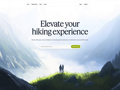 trips LP hero section app clean design hero hiking illustration landing lp minimal mobile mountain page trips ui ux website www