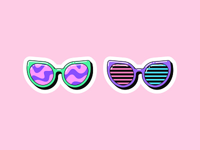 Sunglasses stickers art beach cartoon design eyeglass eyewear fashion glamour glasses icon illustration lens party pop retro spectacles sticker summer sunglasses vacation