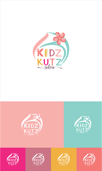 Kids salon logo branding graphic design logo