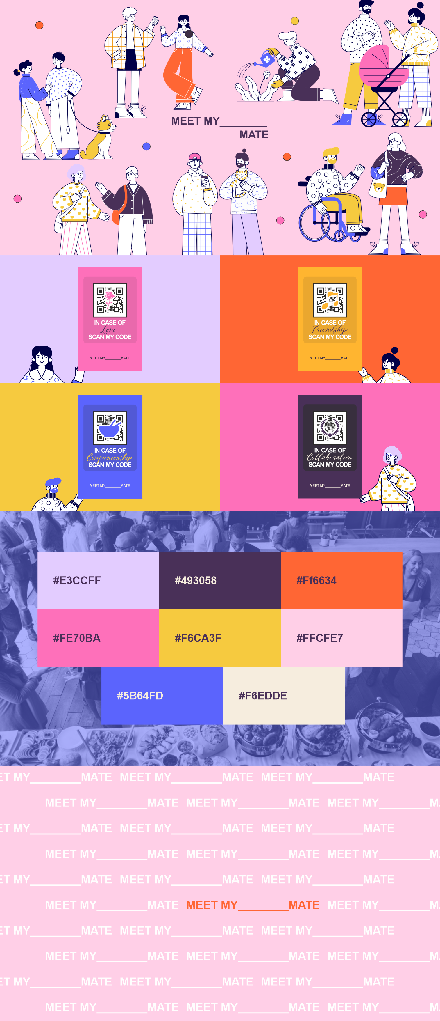 MEET MY_____MATE art direction brand specialist branding colorful community design fun graphic design illustration logo minimal social