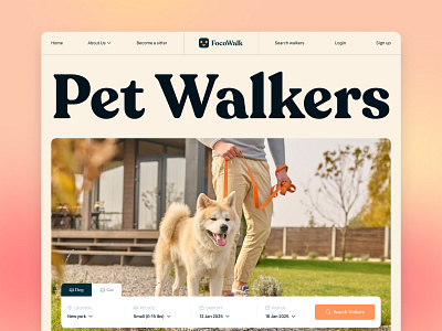 Pet Walker Service Landing Page Design | FocoWalk agency animal care figma design focotik landing page design pet care pet service pet walker service ui ux design ux design website design website ui