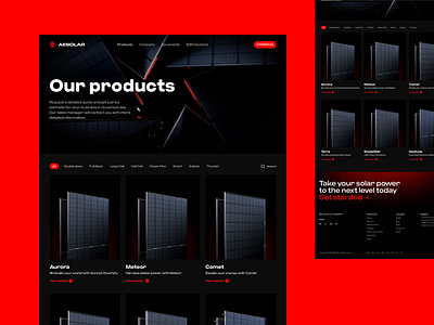 AESOLAR Panels website. Branding and web design. Catalog page 3d animation branding catalog page design ecommerce energy germany manufacturer landing landing page logo our products power products shop solar energy solar panel store ui web