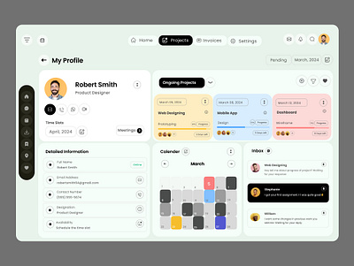 Project Management Dashboard 3d animation branding calender clean creative dashboard design 2024 figma design graphic design logo minmal mobile app modern dashboard profile dashboard project schedule ui ui dashboard website