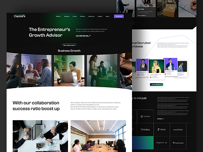 JCapitals-Landing Page blue green lannding page marketing page product design ui ux