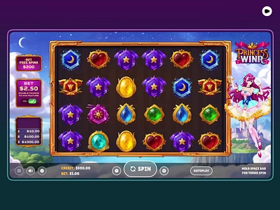 JustBet - Princess Winr Slot Game 2d animation anime betting blockchain blockchain casino casino casino game casino slots crypto crypto casino gambling game gaming igaming illustration online casino slot slot game slots