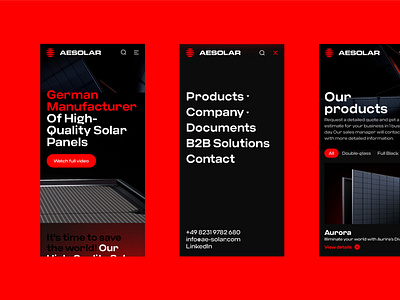 Mobile website for AE Solar Panels. Alternative Energy ae solar basov ecommerce energy industry germany germany manufacturer landing page mobile design mobile ecommerce mobile screens mobile ui power products save the world shop solar energy solar panel store ui web