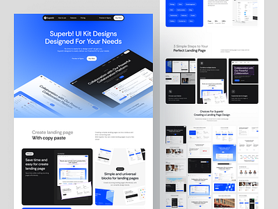 Superb! - Figma UI Kits for Landing Page bento bento design block design clean design desktop figma figma community gradient gradient design landing landing page ui ui kit uidesign uiux user interface web web design