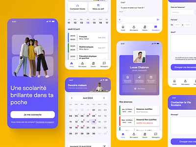 Visco - School App Wireframe 3d application calendar figma graphic design homework mobile profil puple school ui yellow