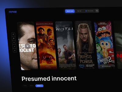 Kinoz - Online Streaming Platform design film movie movie streaming online player series tv shows ui ux website