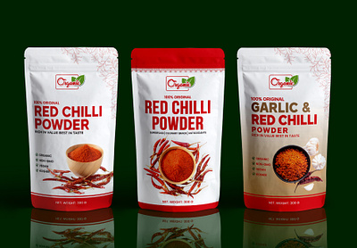 Spices Pouch Packaging Design garlic package design package design packaging packaging design pouch design pouch packaging design product design product label red chilli pouch design spice packet design