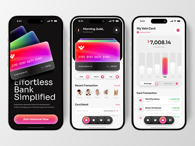 Velobank - Digital Neo Bank Card Mobile App app application bank bank app bank card banking app clean design finance fintech mobile mobile app mobile application mobile banking modern ui ux