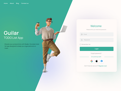 Guilar - Todo List Applicationn📒 android app dark desktop form graphic design green ios light list login login ui pastle register responsive design signin signup todo ui ux vector